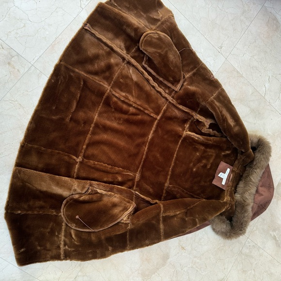 Brown Faux Fur Trimmed Women's Coat - Picture 2 of 4